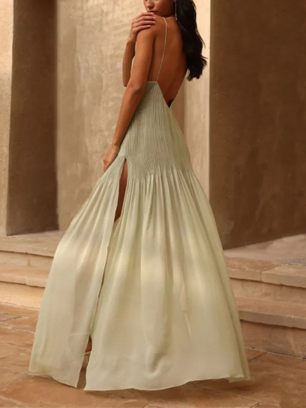 Women’s Elegant Pleated Maxi Dress - Solara