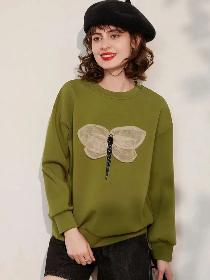 Women’s Loose Fit 3D Dragonfly Design Jumper - Ava