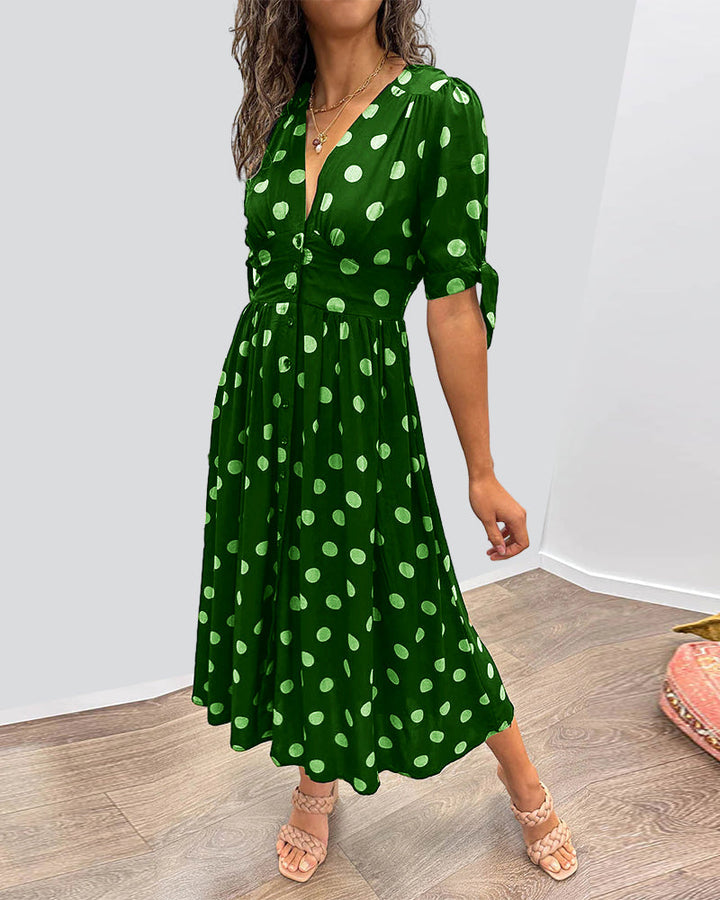 Women’s Classic Polka Dot Midi Dress - Christa