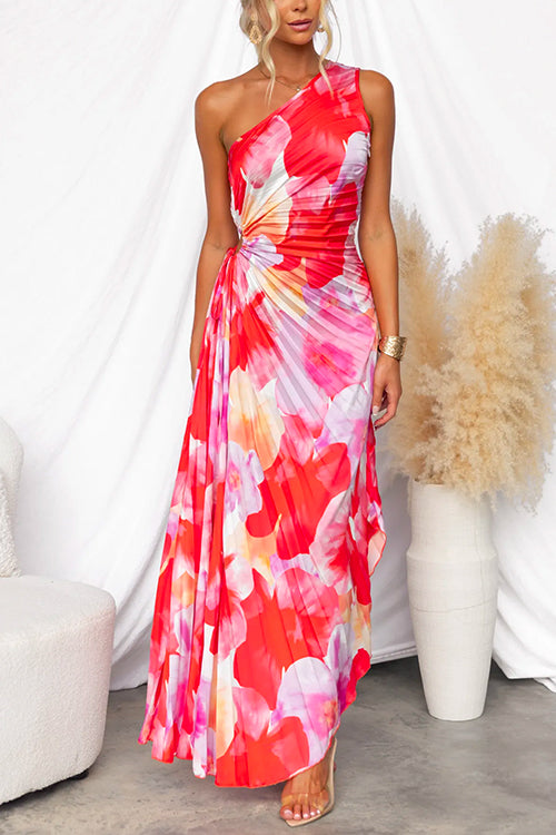 Women’s Pleated Floral Summer Maxi Dress - Ella