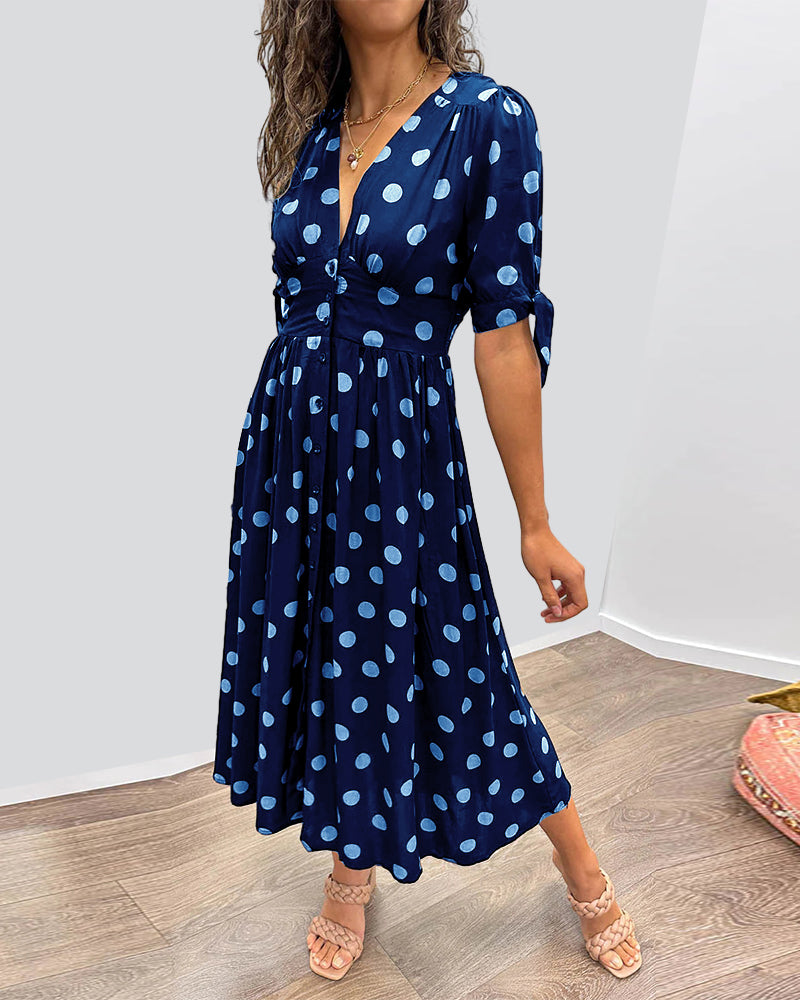 Women’s Classic Polka Dot Midi Dress - Christa