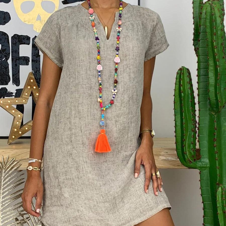 Ladies Casual Mini Shirt Dress - Yvonne-1