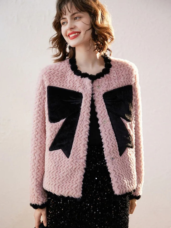 Women’s Elegant Velvet Bow Jacket - Sophia