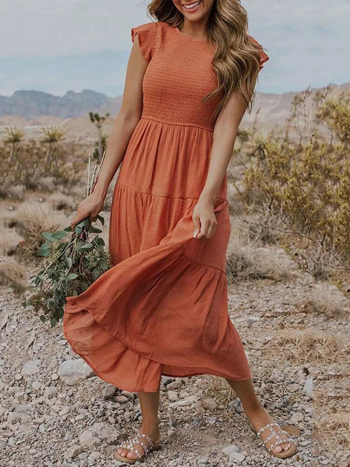 Women’s Butterfly Sleeves Summer Maxi Dress  - Leana