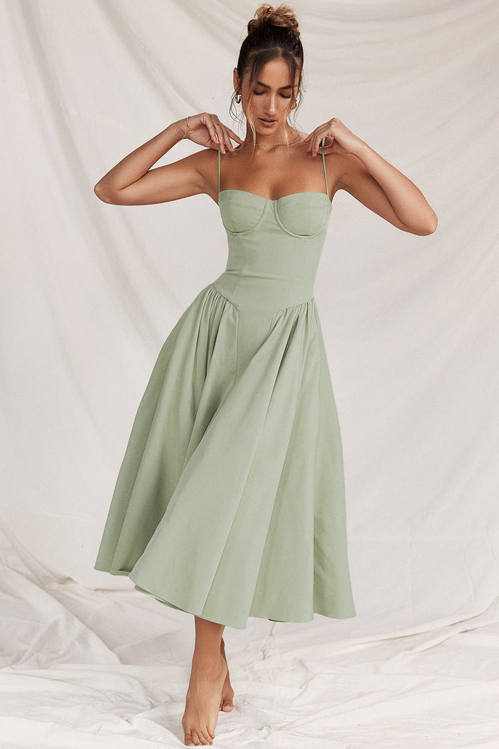 Variant image for Women’s White Summer Dress Elegant Waist-Shaping Design - Lina-11