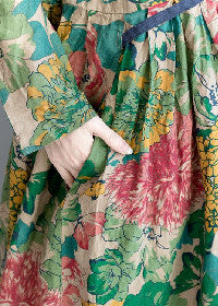 Fashion floral long linen dresses plus size clothing maxi dresses - Xena