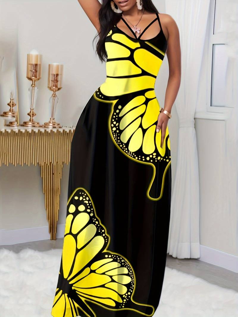 Women's Butterfly Printing Maxi Dress - Amelia
