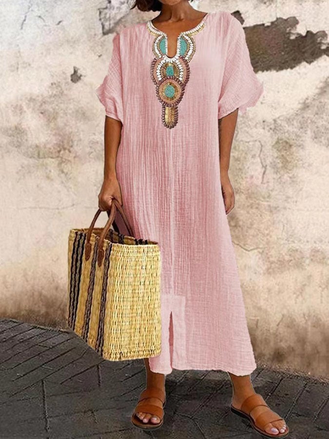  Ladies Embroidered Kaftan Maxi Summer Dress - Nadiska-3