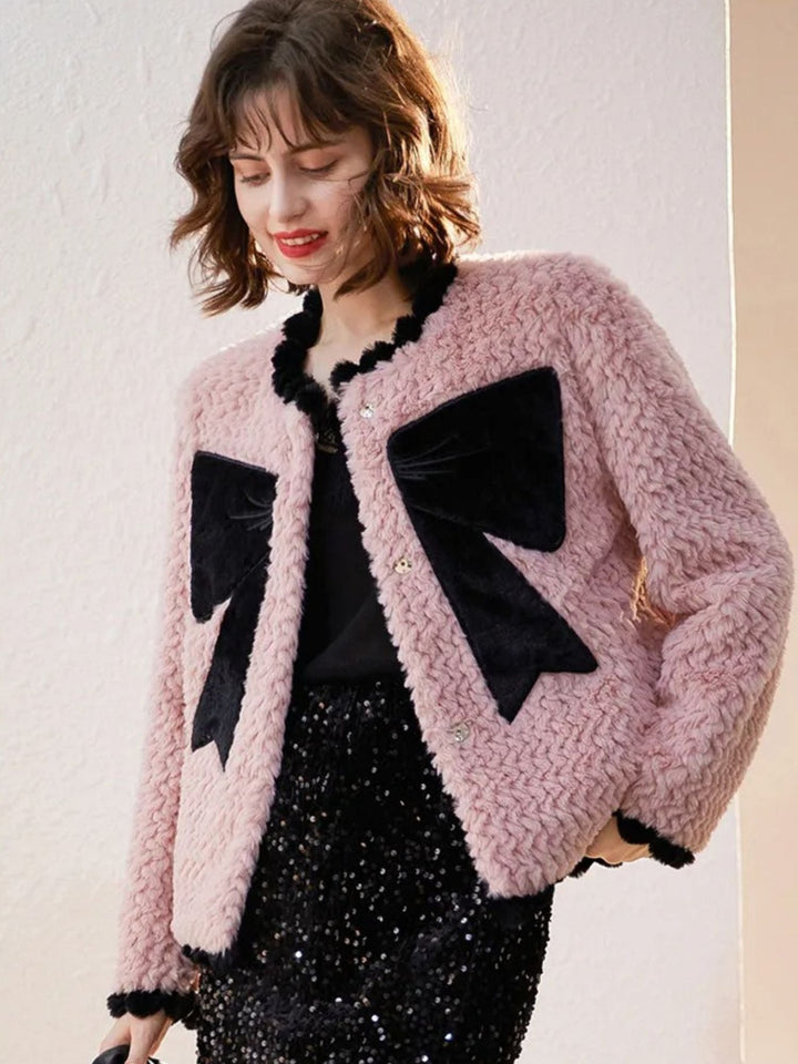 Women’s Elegant Velvet Bow Jacket - Sophia