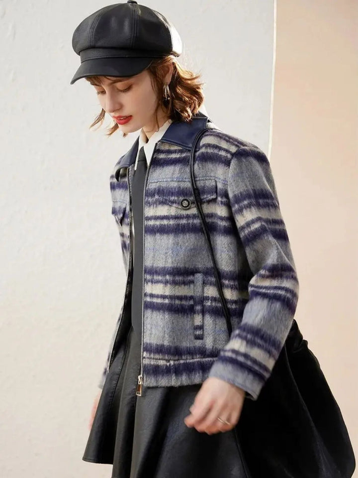 Women’s Striped with Zipper and Button Jacket - Emma