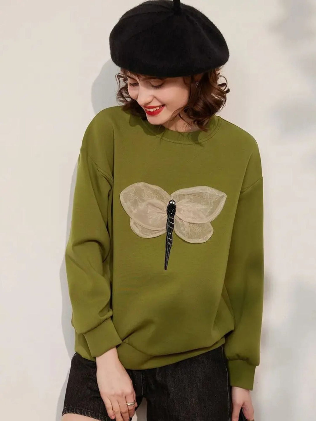 Women’s Loose Fit 3D Dragonfly Design Jumper - Ava