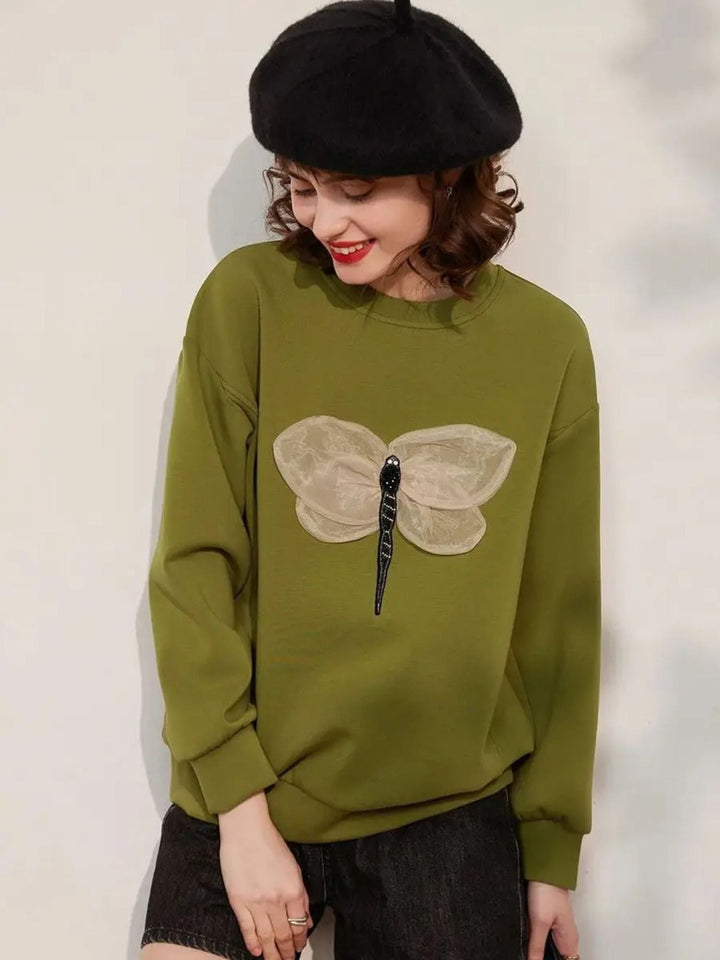 Women’s Loose Fit 3D Dragonfly Design Jumper - Ava