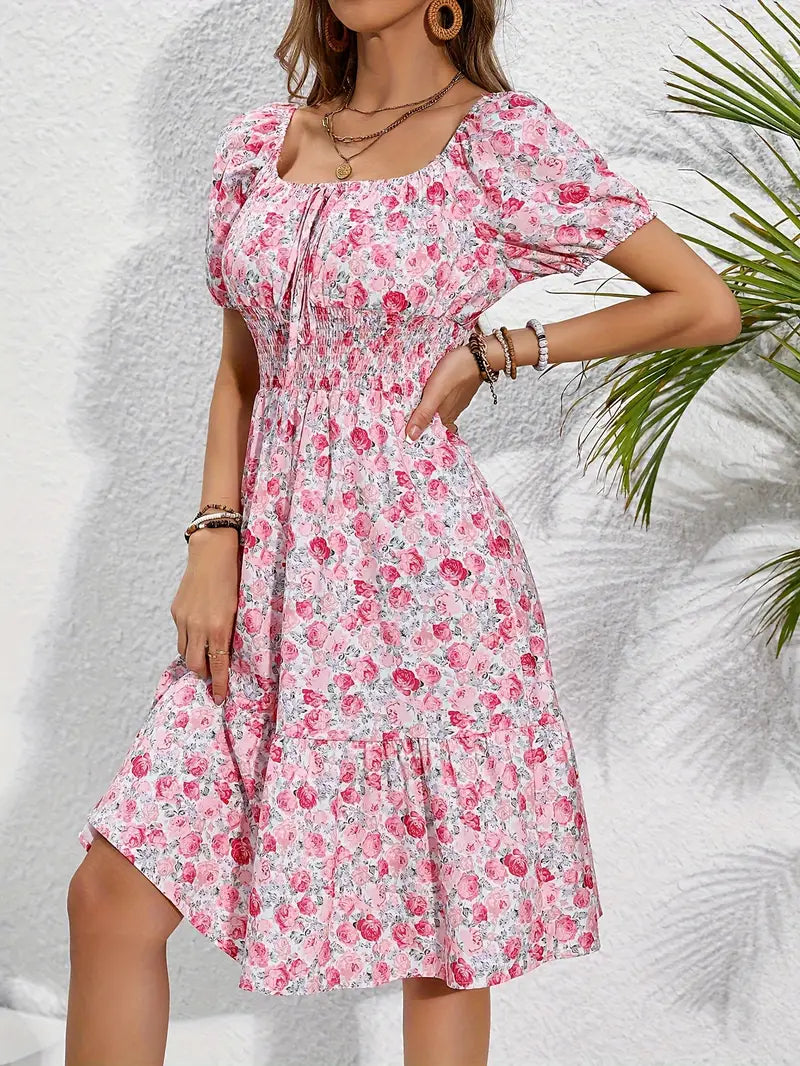 Women's Floral Summer Midi Dress - Sophia