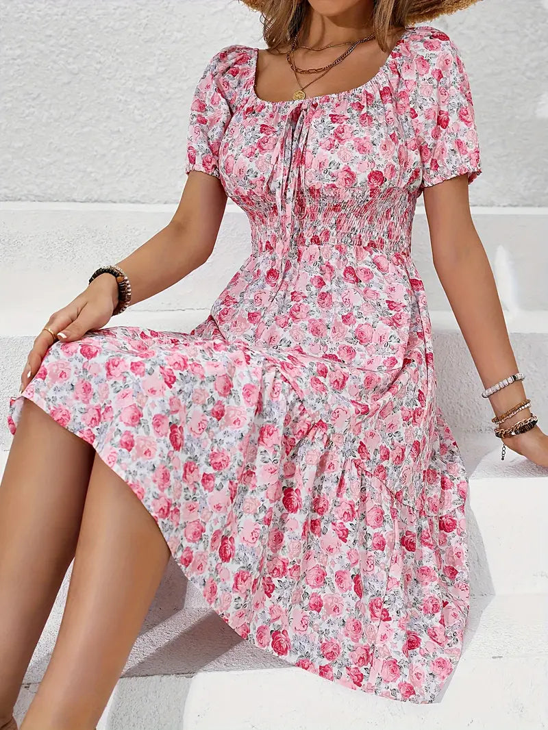 Women's Floral Summer Midi Dress - Sophia