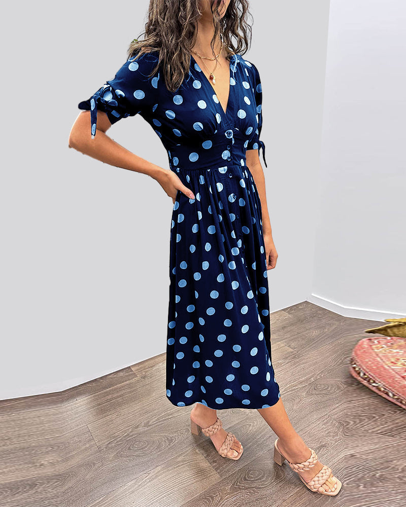 Women’s Classic Polka Dot Midi Dress - Christa