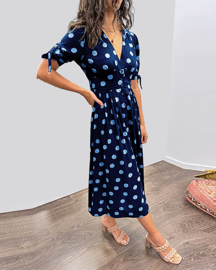 Women’s Classic Polka Dot Midi Dress - Christa