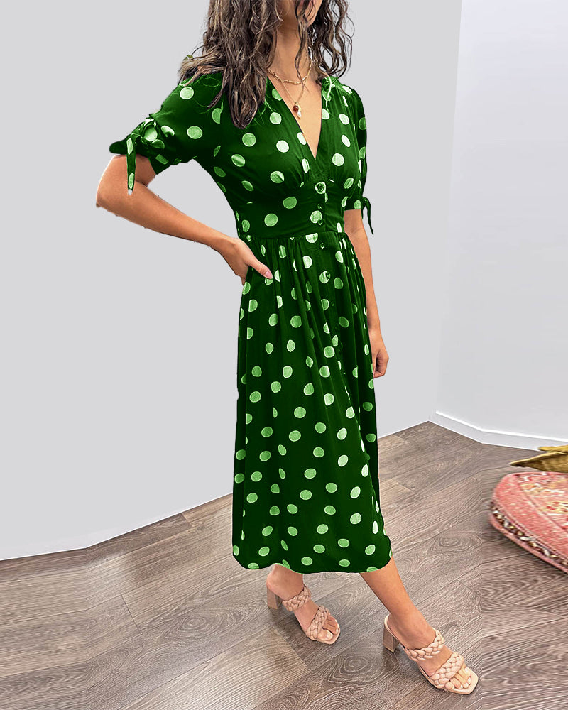 Women’s Classic Polka Dot Midi Dress - Christa