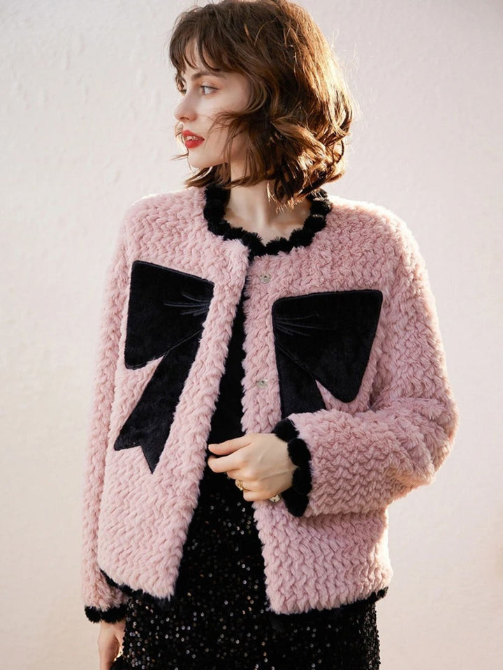 Women’s Elegant Velvet Bow Jacket - Sophia