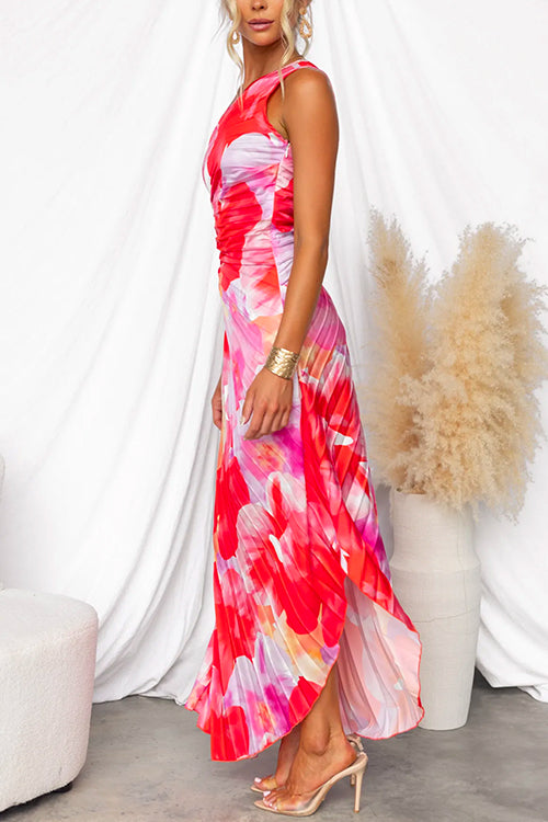Women’s Pleated Floral Summer Maxi Dress - Ella