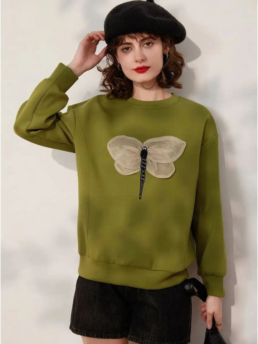 Women’s Loose Fit 3D Dragonfly Design Jumper - Ava