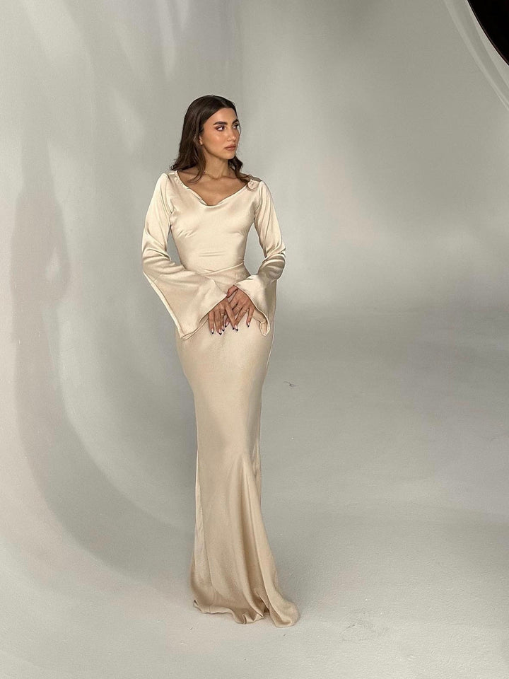 Women’s Elegant Long Sleeve Maxi Dress - Drayne
