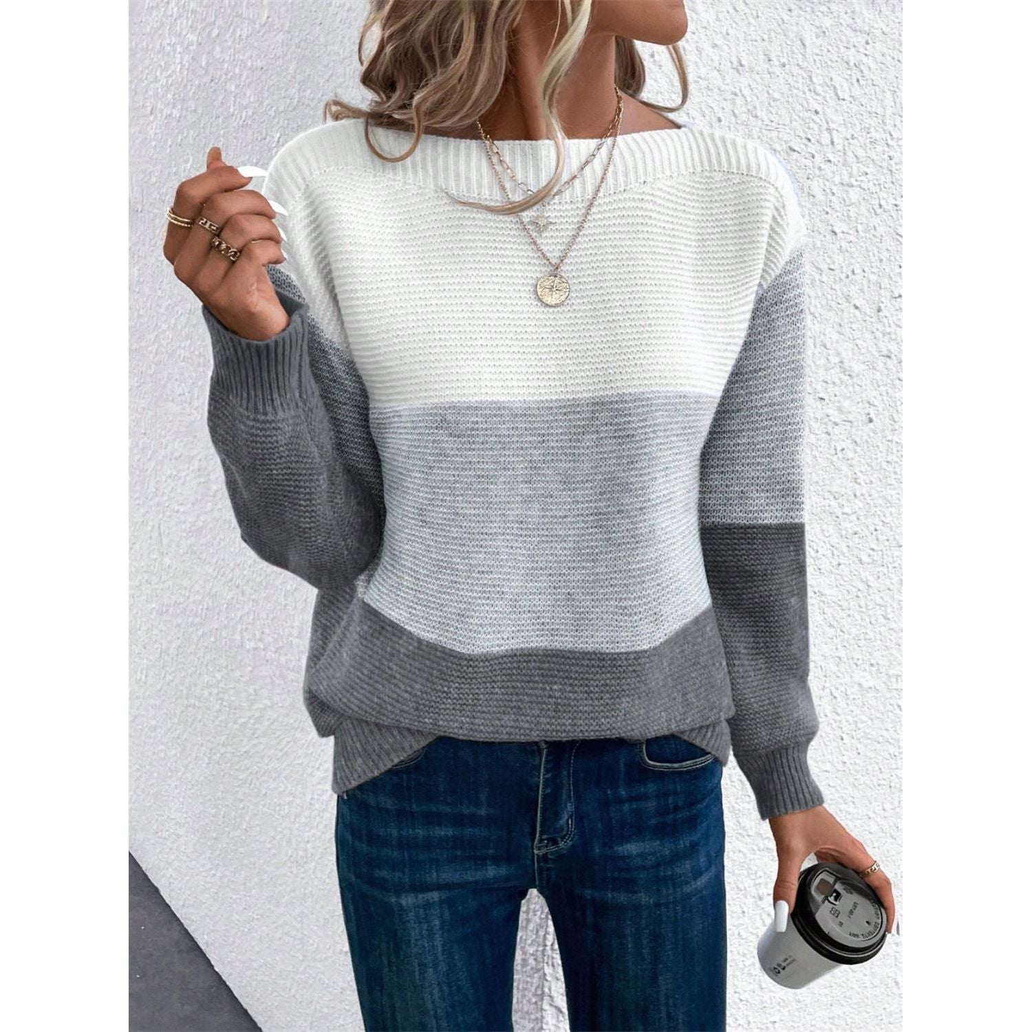 Variant image for Women’s Boat Neck Autumn Sweater Comfortable Cotton Design - Sigridur-21