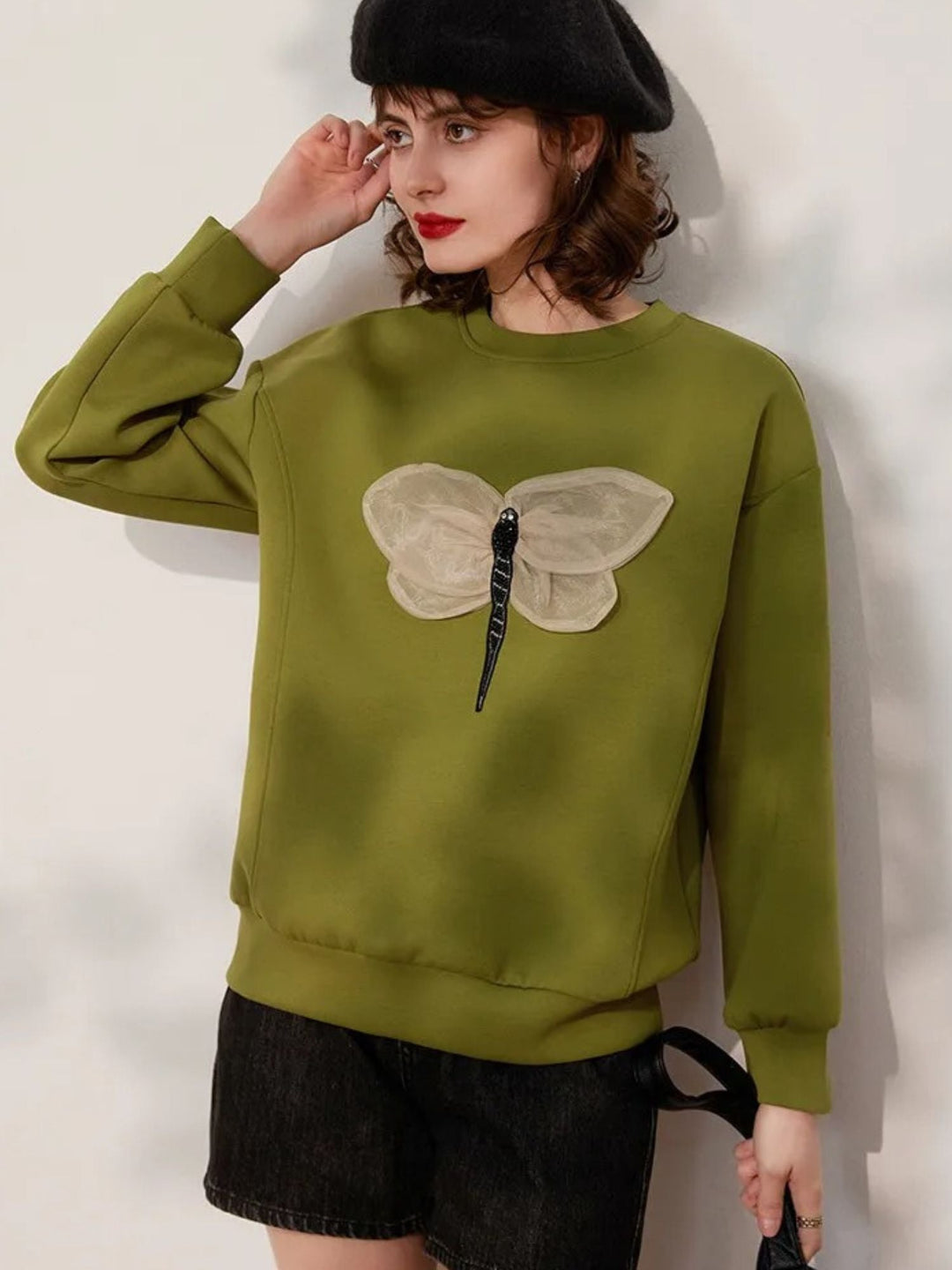 Women’s Loose Fit 3D Dragonfly Design Jumper - Ava