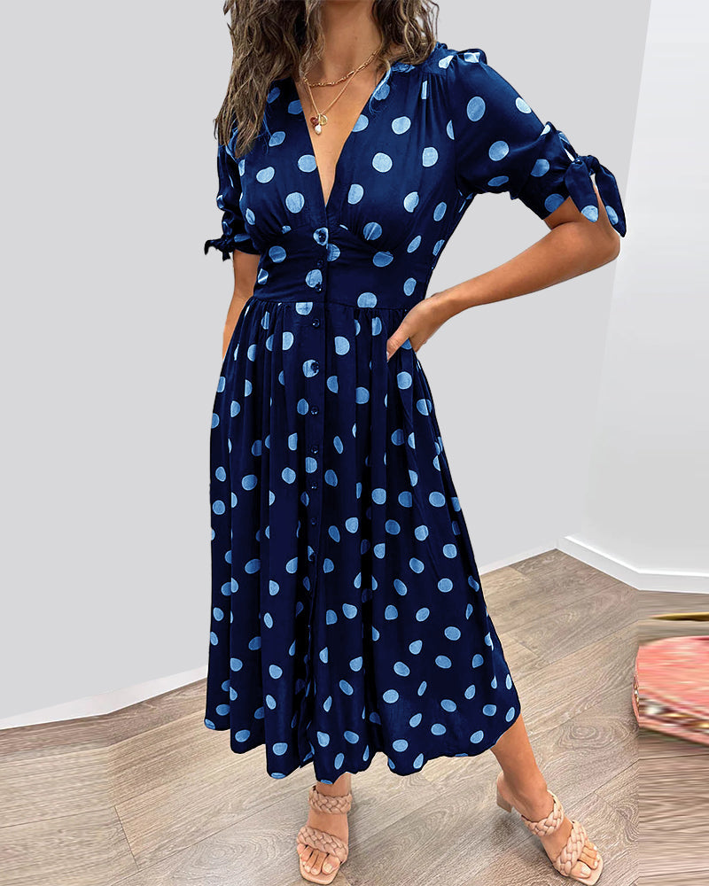 Variant image for Women’s Midi Dress Classic Polka Dot Design - Christa-8