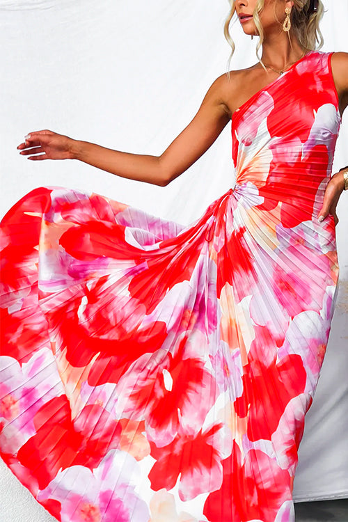 Women’s Pleated Floral Summer Maxi Dress - Ella