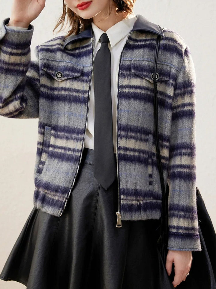 Women’s Striped with Zipper and Button Jacket - Emma