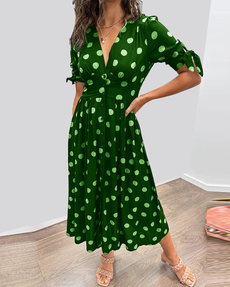 Variant image for Women’s Midi Dress Classic Polka Dot Design - Christa-4