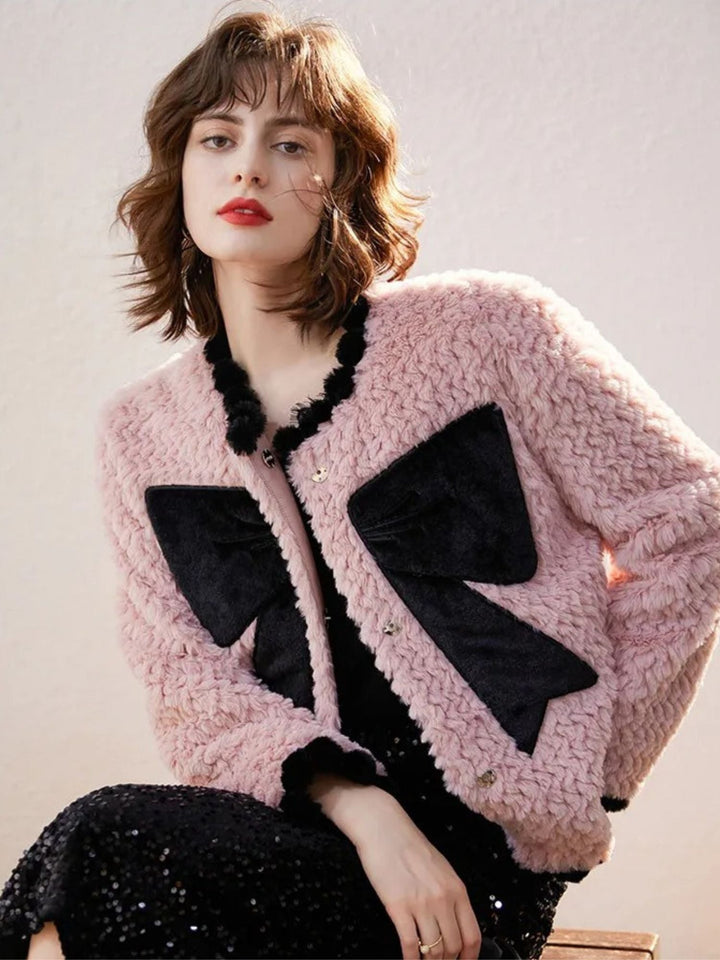 Women’s Elegant Velvet Bow Jacket - Sophia