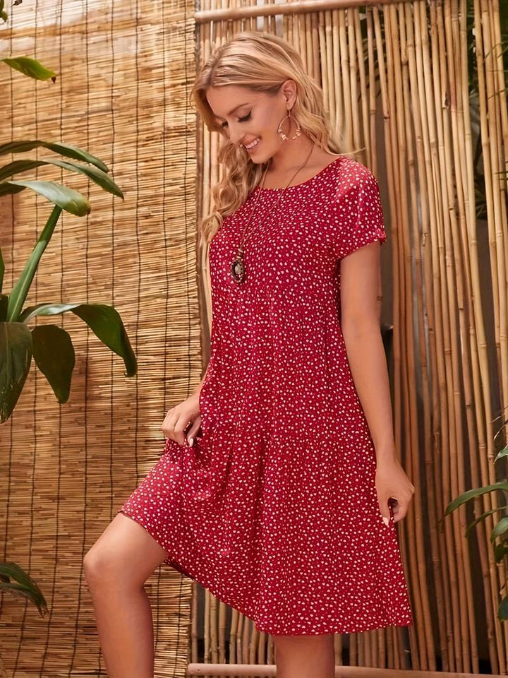 Women's Casual Summer Short Sleeve Midi Dress - Elle