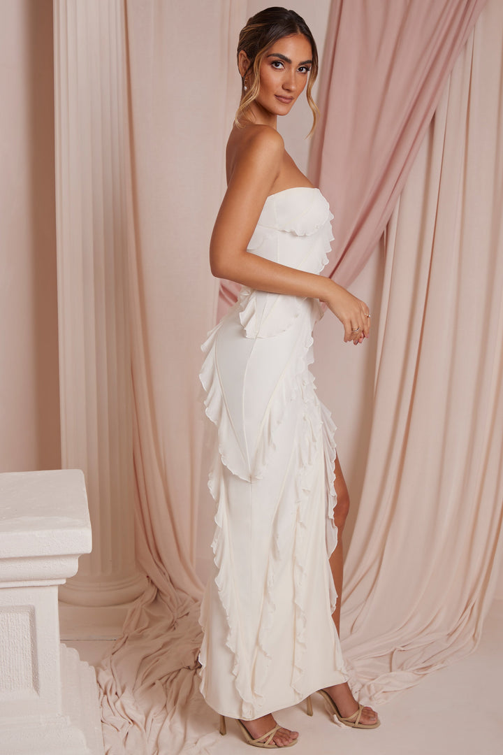 Women’s Elegant Ruffle Bandeau Maxi Dress - Nevali