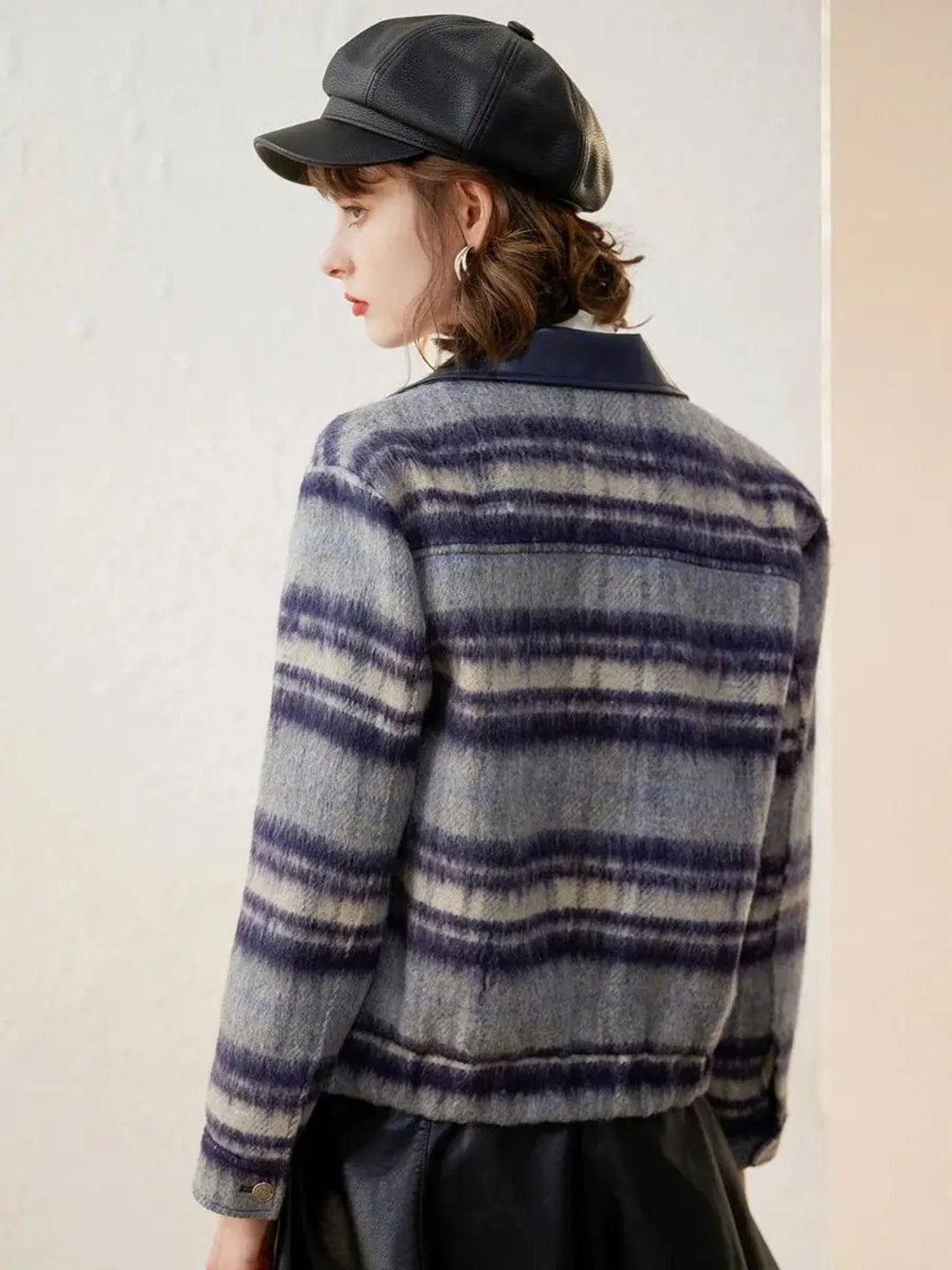 Women’s Striped with Zipper and Button Jacket - Emma
