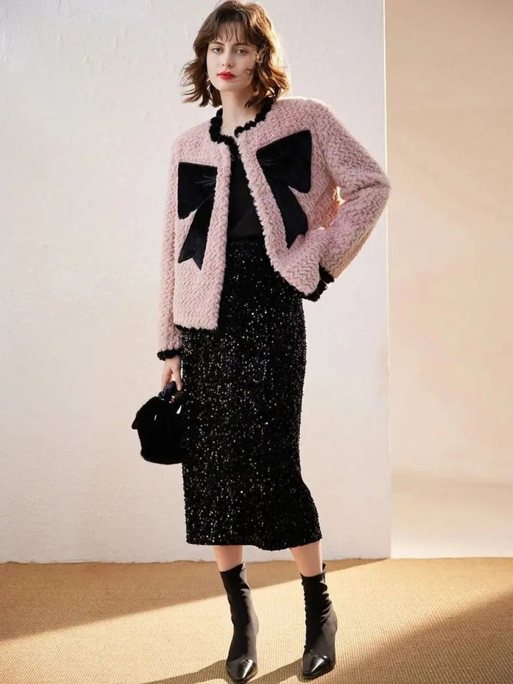 Women’s Elegant Velvet Bow Jacket - Sophia