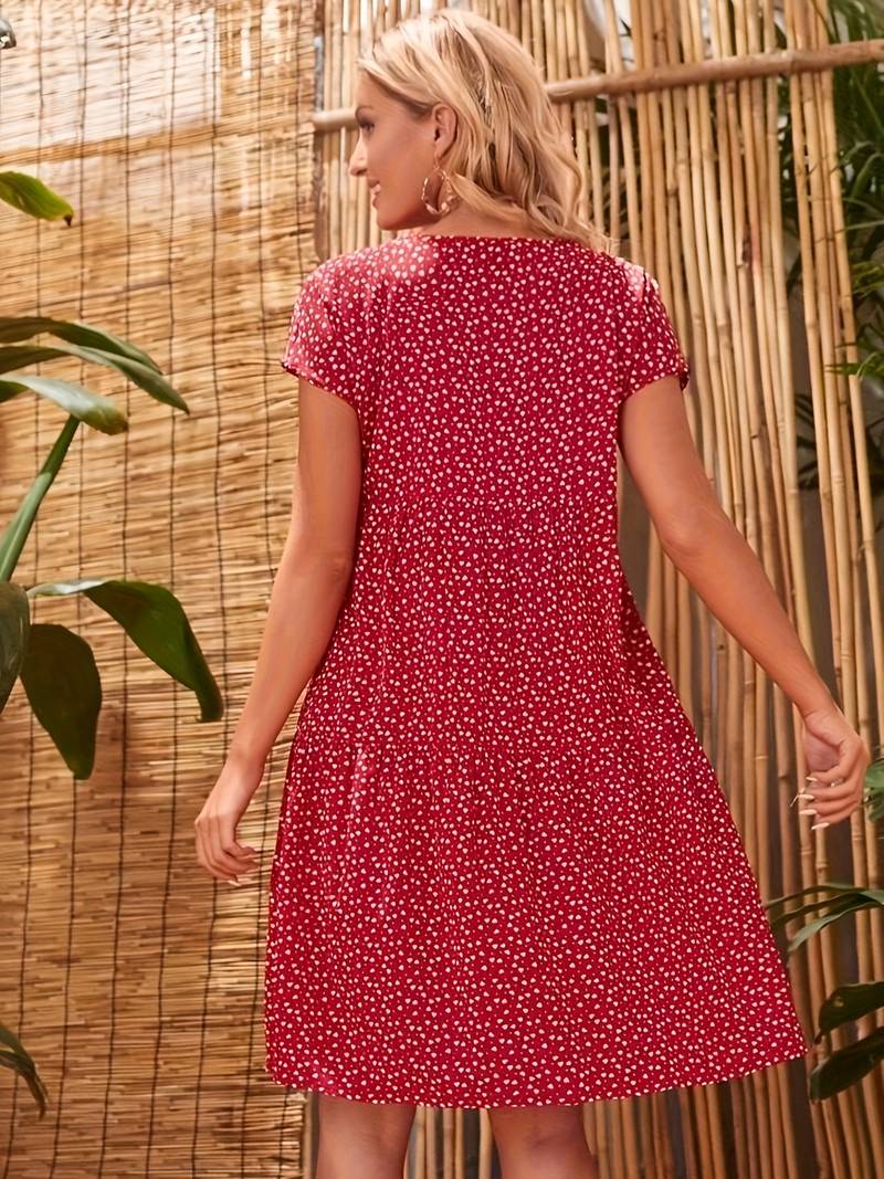 Women's Casual Summer Short Sleeve Midi Dress - Elle