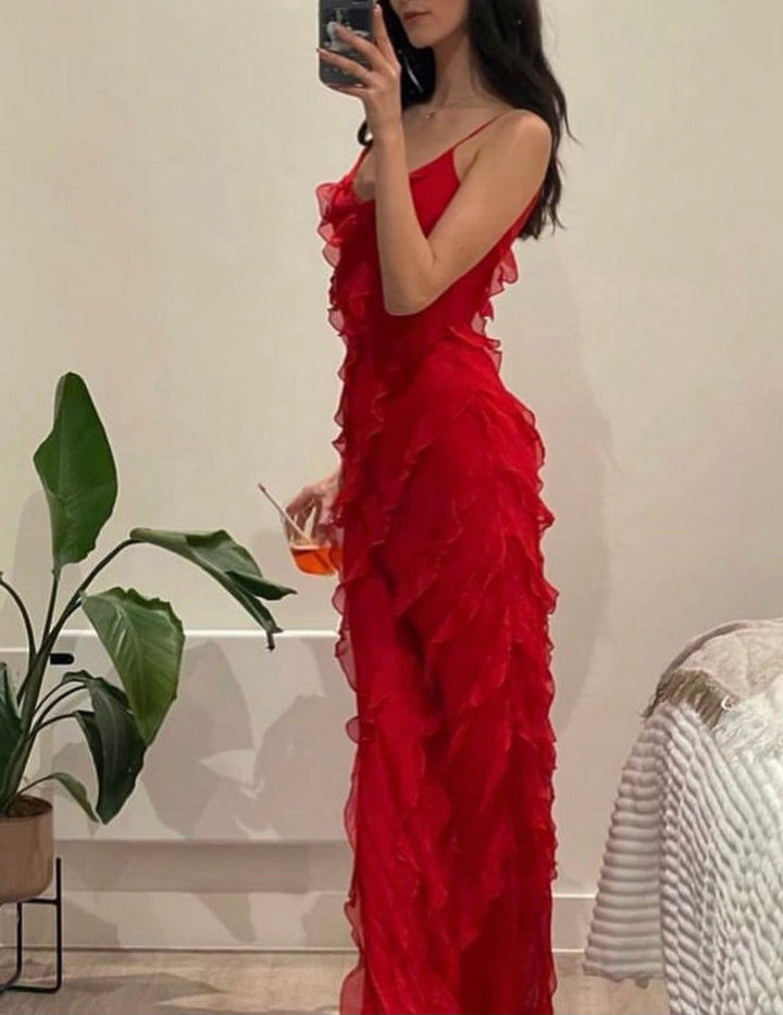 Women’s Elegant Ruffled Maxi Dress - Nora