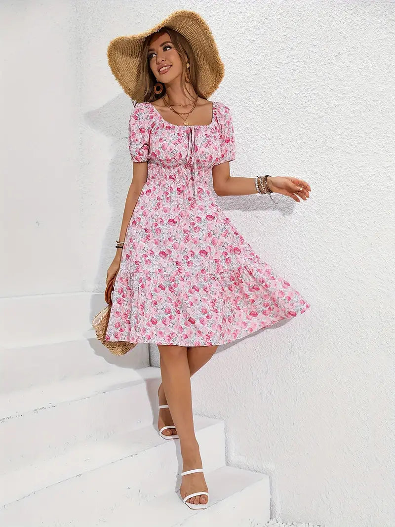 Women’s Elegant Floral Midi Dress - Sophia