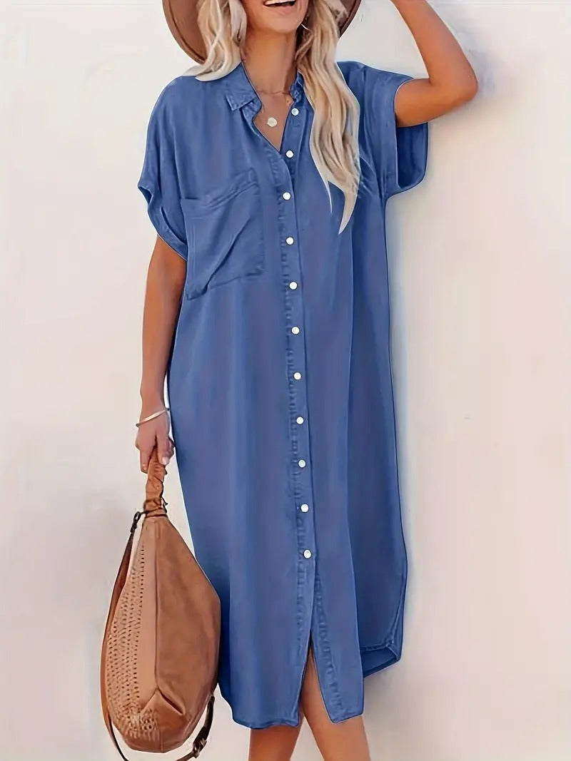 Women’s Summer Denim Midi Dress - Lina