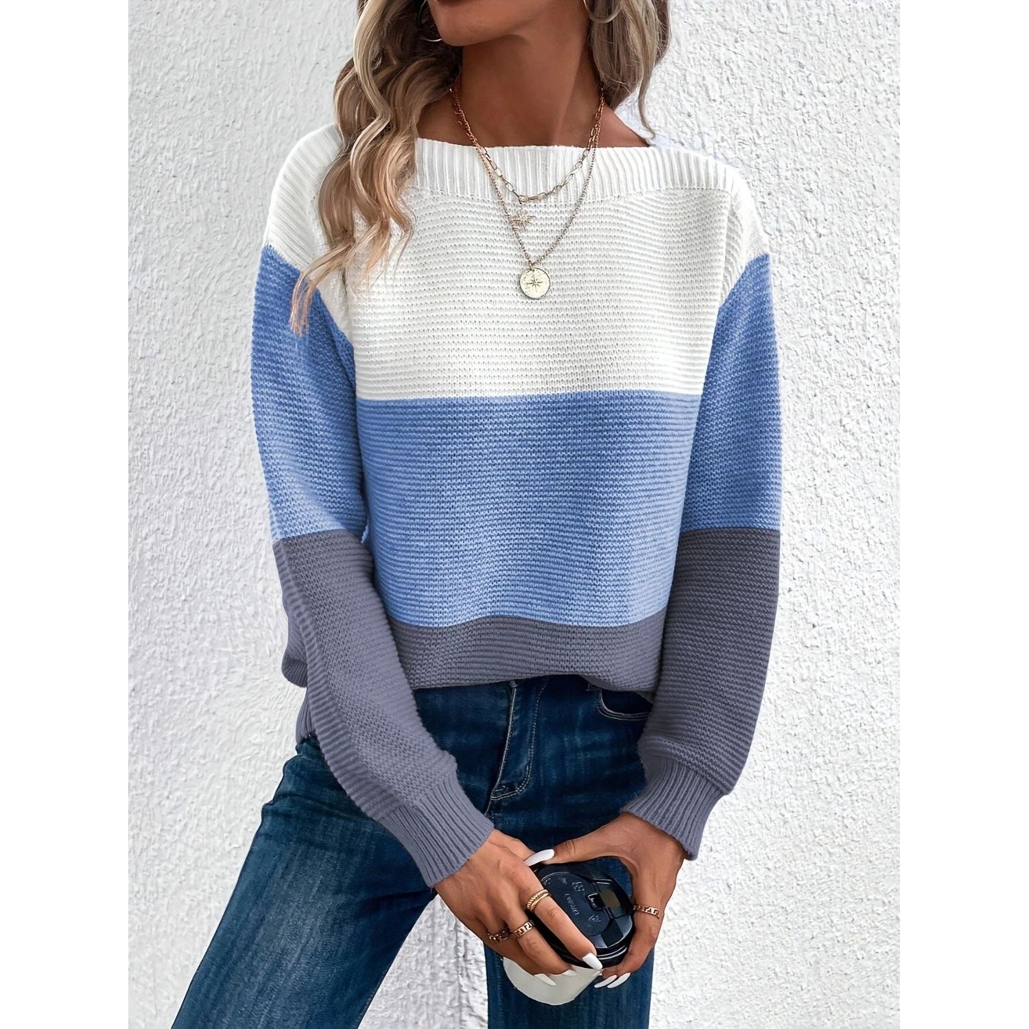 Women’s Comfortable  Boat Neck Sweater - Sigridur