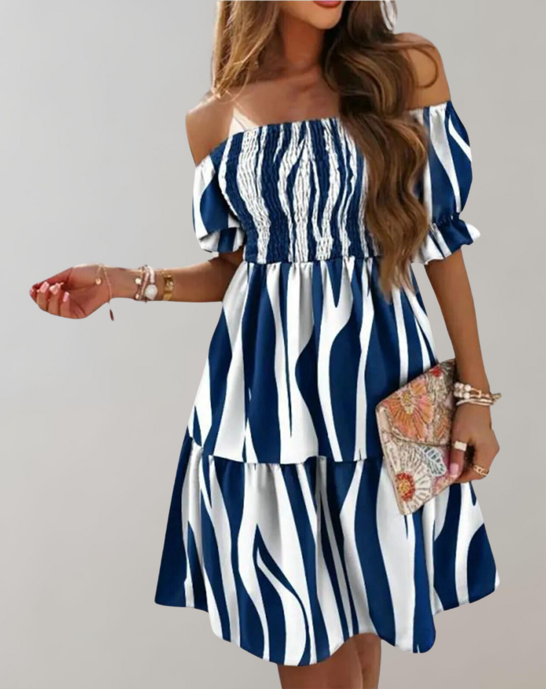 Women's Casual Off-shoulder Summer Mini Dress - Erica