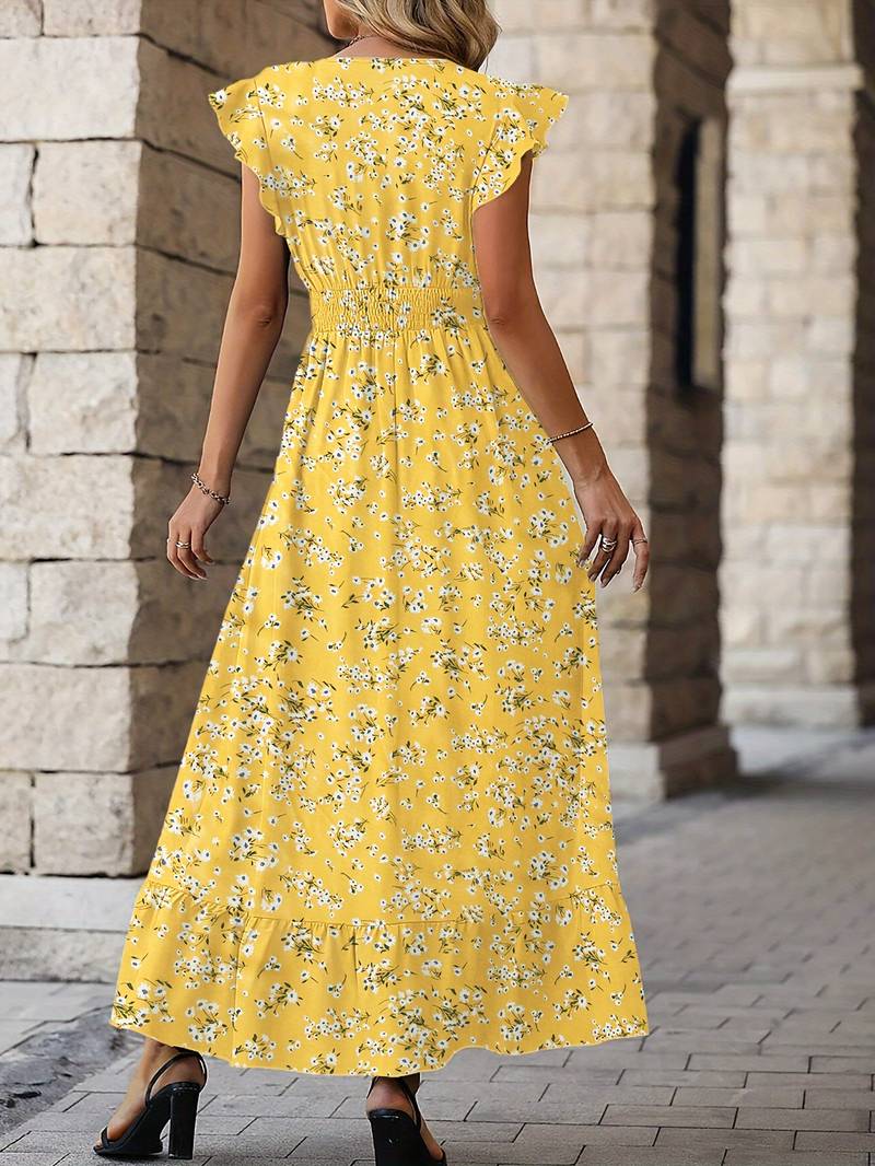 Women's Ruffled Hem Summer Maxi Dress - Juliette