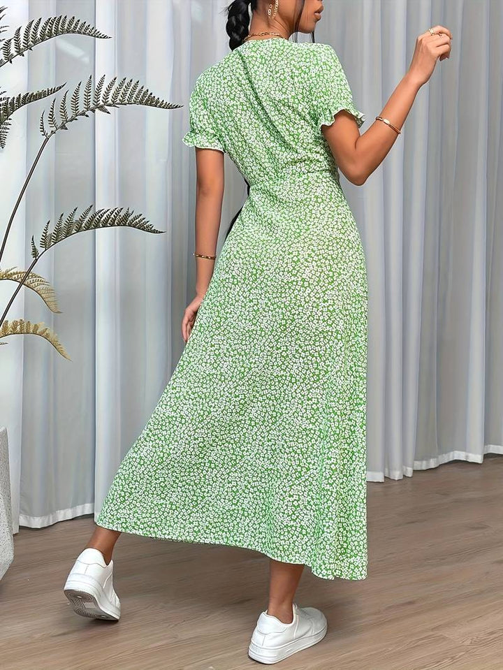 Women's Elegant Flower Pattern Maxi Dress - Lily