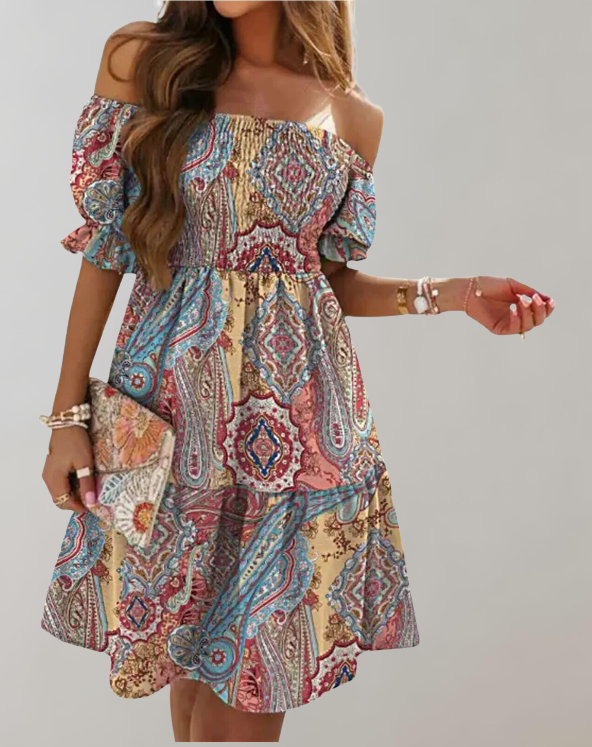 Women's Casual Off-shoulder Summer Mini Dress - Erica