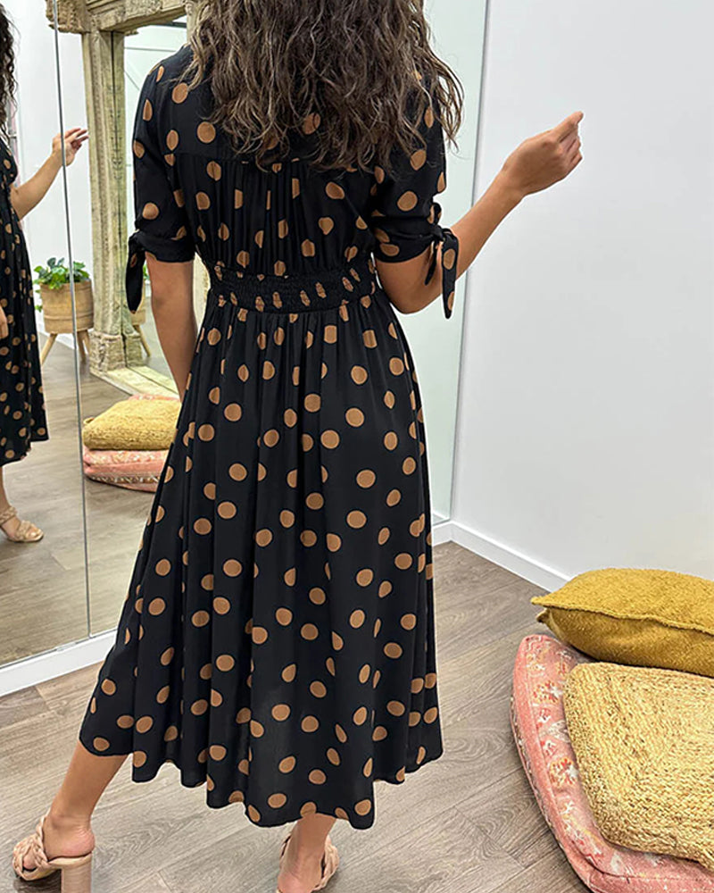 Women’s Classic Polka Dot Midi Dress - Christa