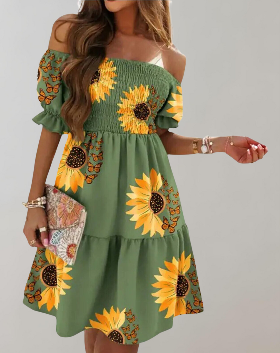 Women's Casual Off-shoulder Summer Mini Dress - Erica