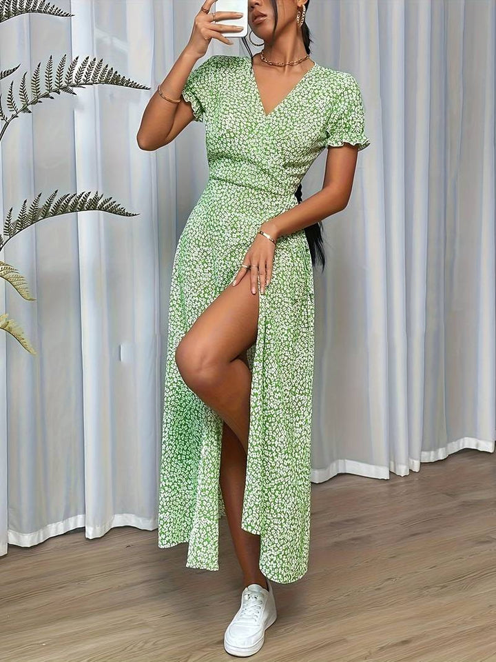 Women's Elegant Flower Pattern Maxi Dress - Lily