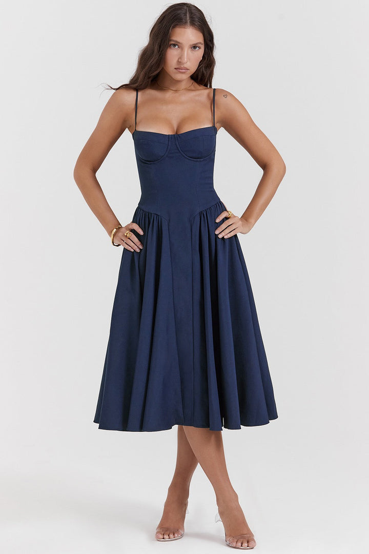 Variant image for Women’s White Summer Dress Elegant Waist-Shaping Design - Lina-8