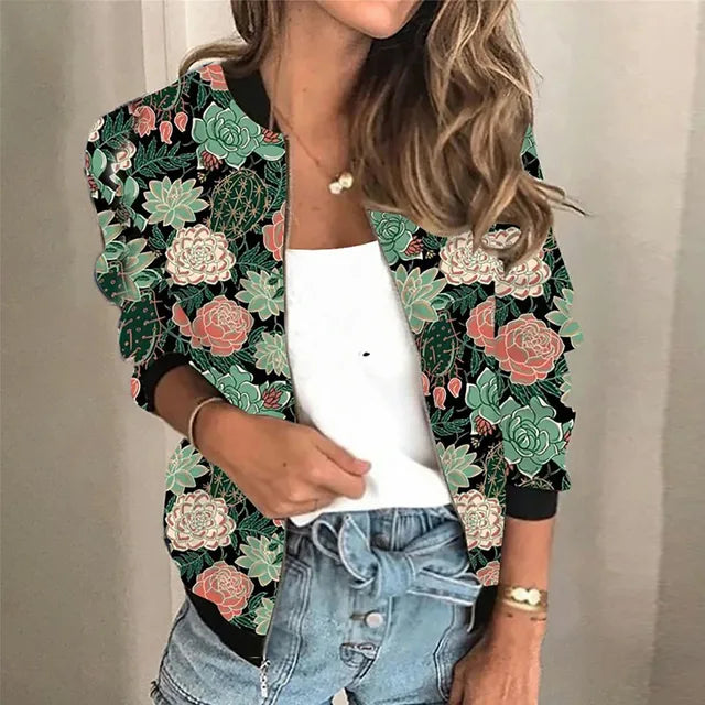 Women’s Stylish Printed Zip Jacket - Elena